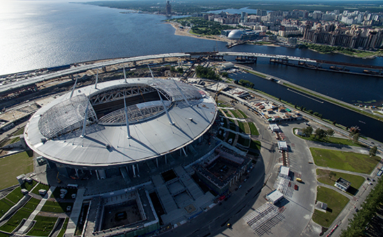 Строительство стадиона &laquo;Зенит&nbsp;Арена&raquo; в&nbsp;Санкт-Петербурге, 14 июля 2016&nbsp;года
