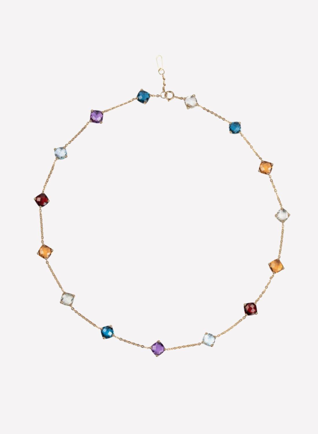 Колье, золото, аметисты, цитрины, празиолиты, топазы, Epic Jewellery