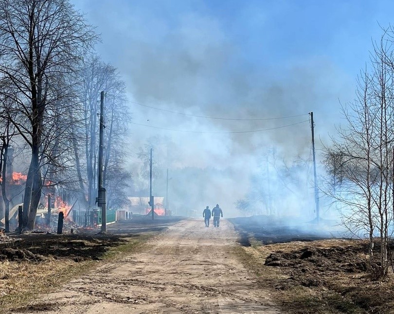 В тюменской деревне дотла выгорела улица. Фото