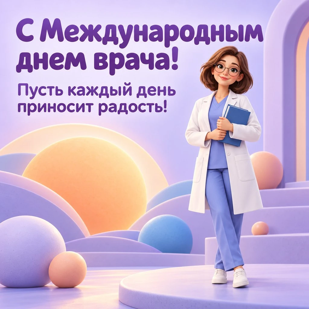 Открытка к Международному дню врача женщине, с пожеланием радости