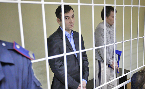 Евгений Ерофеев (слева) и Александр Александров (справа) в ходе судебного разбирательства в Голосеевском районном суде Киева