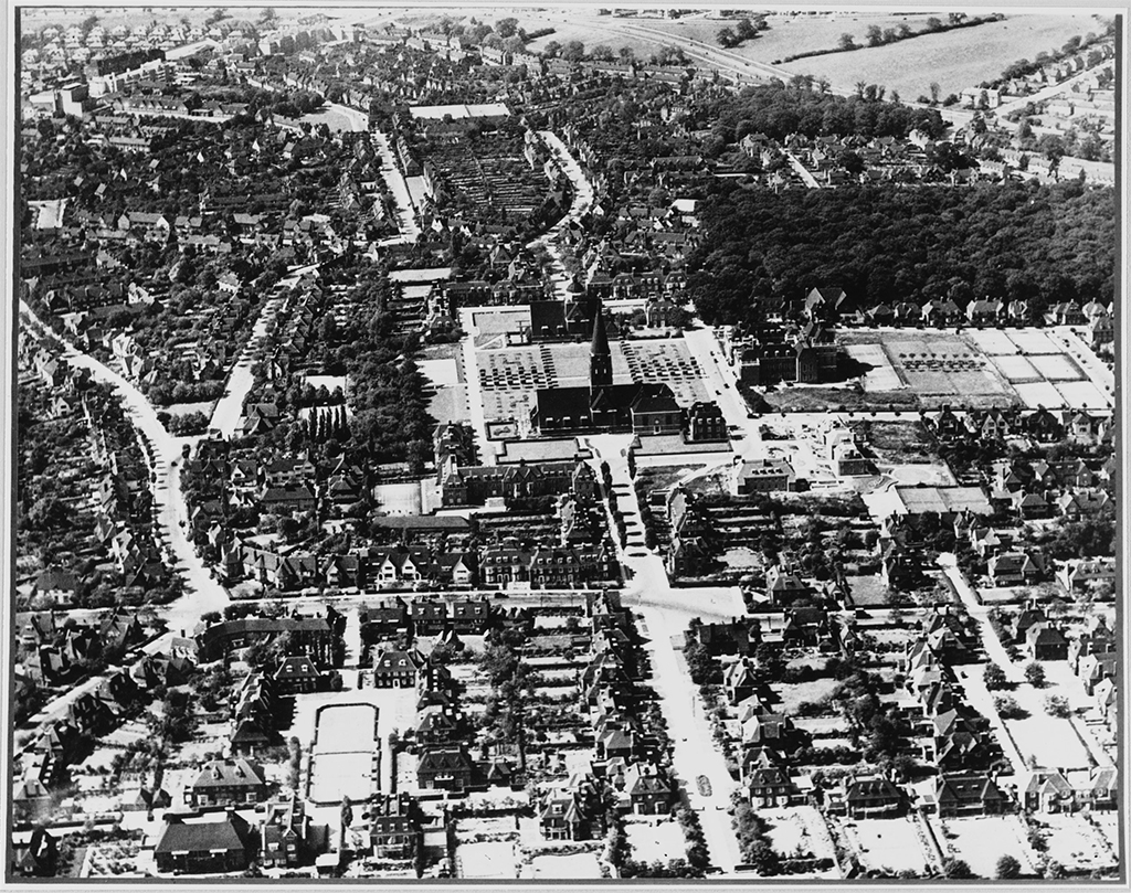 Вид на район Hampstead Garden Suburb. 1930-е годы

