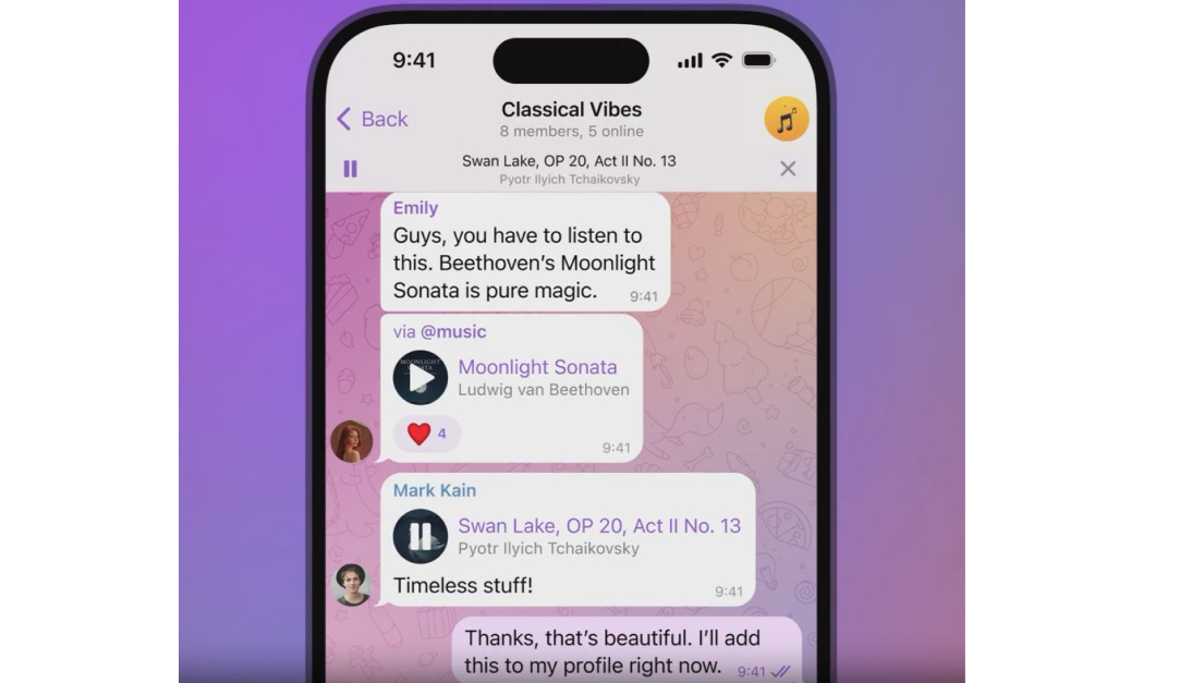 Как добавить музыку в Telegram