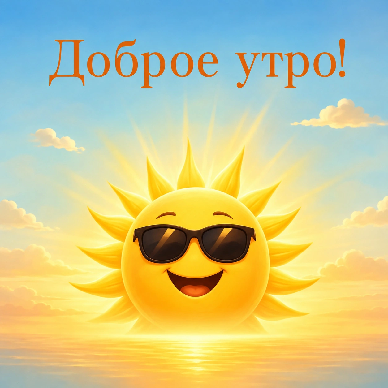 Прикольная открытка с добрым утром с солнцем
