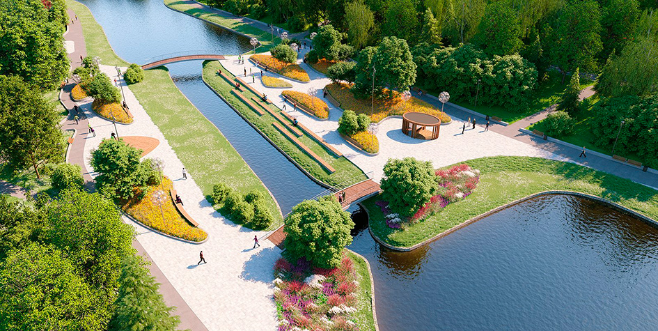 Проектное изображение благоустройства парка в Северном Бутове