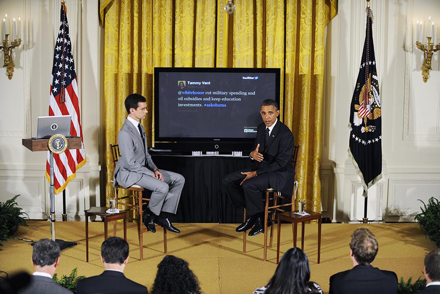 Джек Дорси и Барак Обама в Белом доме, Вашингтон, 2011 год