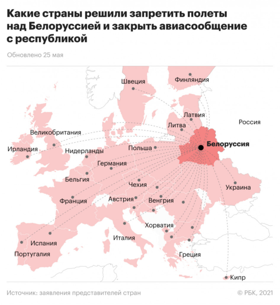 «Белавиа» отменила рейсы в Калининград из-за запретов европейских стран