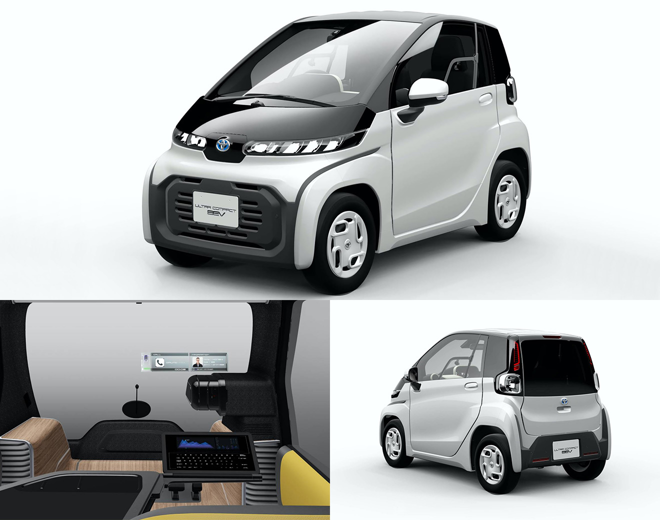 Двухместный электромобильчик Toyota BEV (Battery Electric Vehicle) имеет 2,5 м в длину и 1,3 м в ширину &mdash; это меньше, чем Smart ForTwo. Максимальная скорость не превышает 60 км/ч, а на одной зарядке машина может проехать около 100 км, чего должно хватать для ежедневных поездок в мегаполисе. Новинка получит две версии: стандартную для обычных пользователей и деловую со специальным раскладным столиком для удобной работы на планшете.