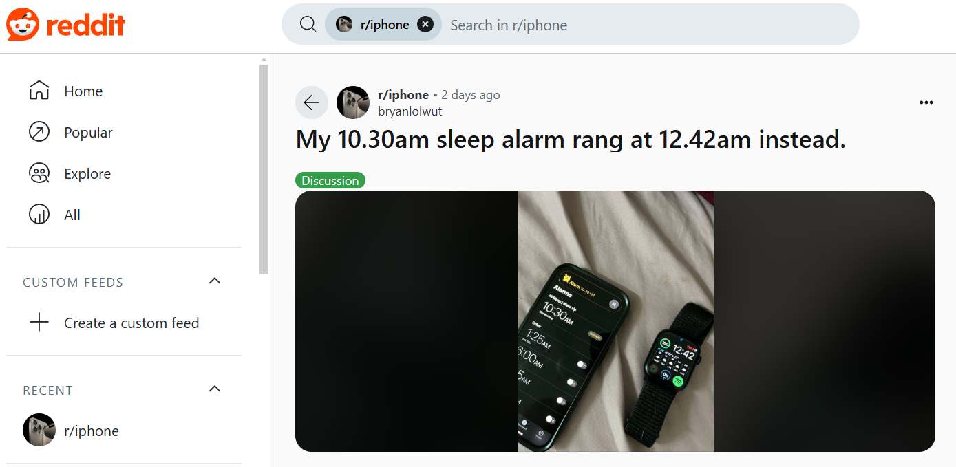 Пользователь Reddit рассказал, что будильник, заведенный на 10:30, прозвенел в 12:42