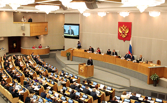 Во время заседания Госдумы


