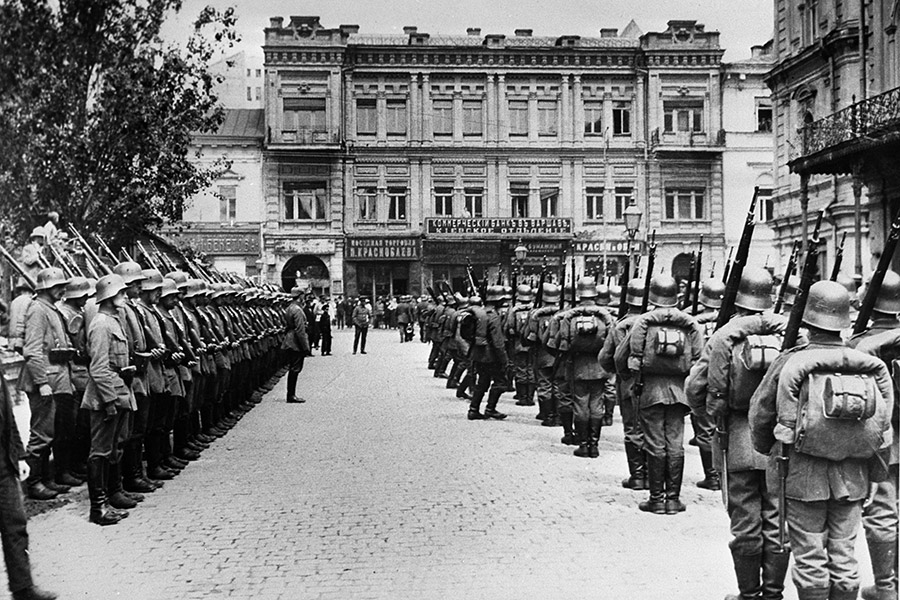Иностранная военная интервенция в России (1918–1921). Немецкие войска в Киеве, март 1918 года.