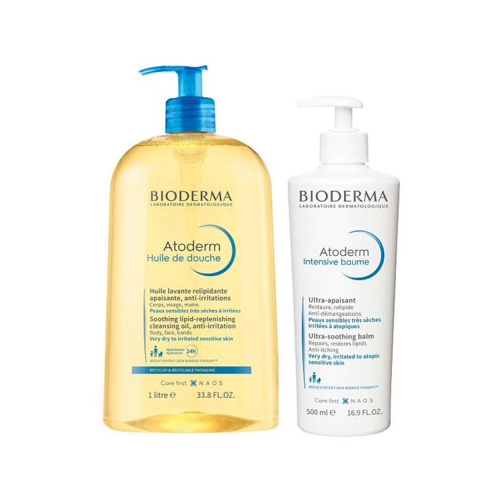Набор для очень сухой&nbsp;атопичной кожи Atoderm (масло для душа, бальзам &laquo;Интенсив&raquo;), Bioderma, 4375 руб. (naos.ru)