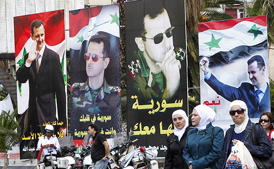 Предвыборные плакаты&nbsp;​с президентом Сирии Башаром Асадом&nbsp;на&nbsp;улице в Дамаске. Архивное фото