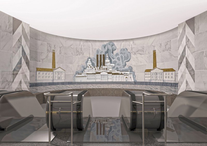 Эскизный проект мозаичного панно в&nbsp;вестибюле станции метро &laquo;Елизаровская&raquo;