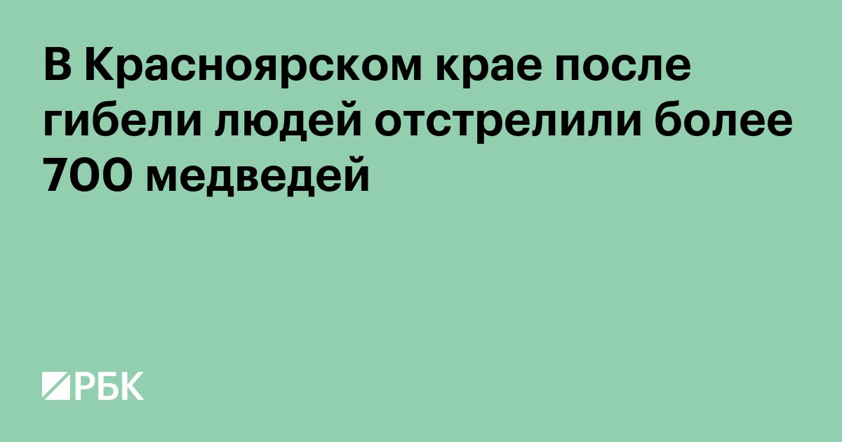 В Красноярском крае после гибели людей отстрелили более 700 медведей