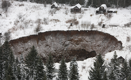 Место провала грунта на шахте «Соликамск-2»