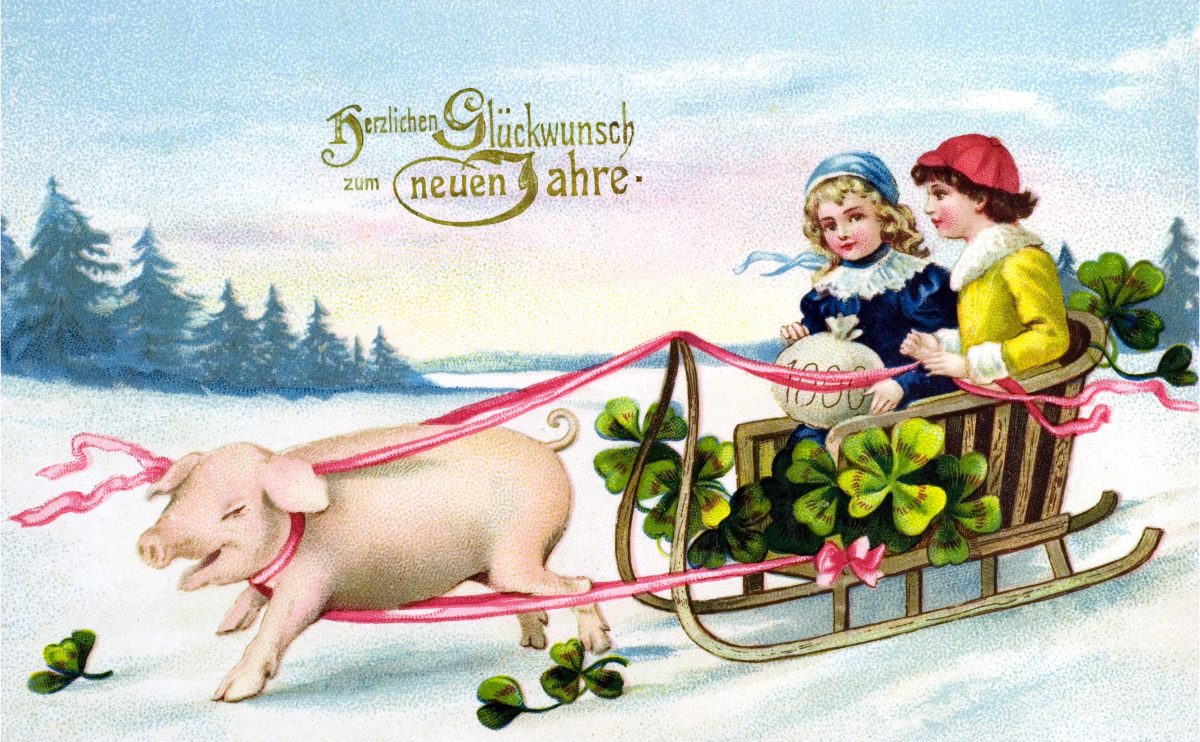 Поздравительные новогодние открытки в странах Европы начала XX века