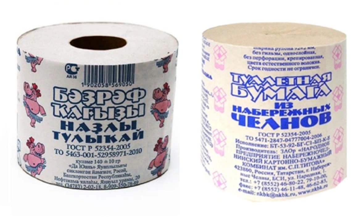 Туалетная бумага &quot;Нежная толстушка&quot; (слева) и бумага татарстанского производителя (справа)&nbsp;