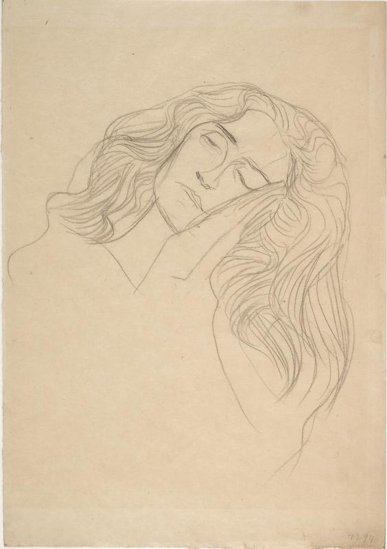 Густав Климт. &laquo;Женское лицо, щекой прижатое к рукам&raquo;, 1903