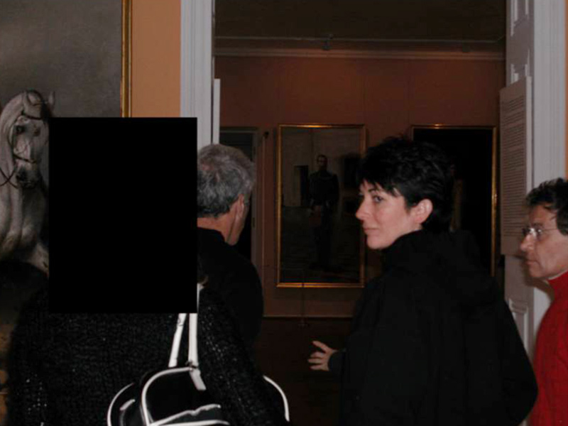 Слева направо: человек, похожий на Эпштейна, сообщница финансиста Гислейн Максвелл, ныне отбывающая срок в одной из американских тюрем, и человек, похожий на Брюнеля, в одном из российских музеев. Также в архиве есть несколько десятков фотографий различных экспонатов Эрмитажа.  Кроме того, в файлах находится заявление на получение визы в Россию на имя Эпштейна. В качестве периода пребывания указаны даты с 24 по 30 апреля 2015 года, а организации, которую планирует посетить гость/принимающей организации &mdash; фонд ПМЭФ (форум в том году проводился в июне), места проживания &mdash; гостиница «Астория».