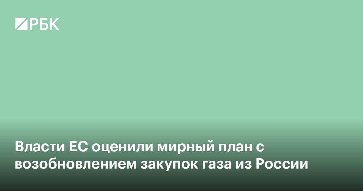 Власти ЕС оценили мирный план с возобновлением закупок газа из России
