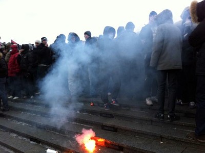 Столкновения футбольных фанатов и ОМОНа на Манежной площади 