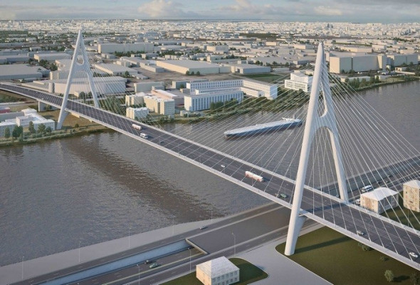 Один из проектов строительства Большого Смоленского моста (Фото: Комитет по развитию транспортной инфраструктуры Петербурга)
&nbsp;