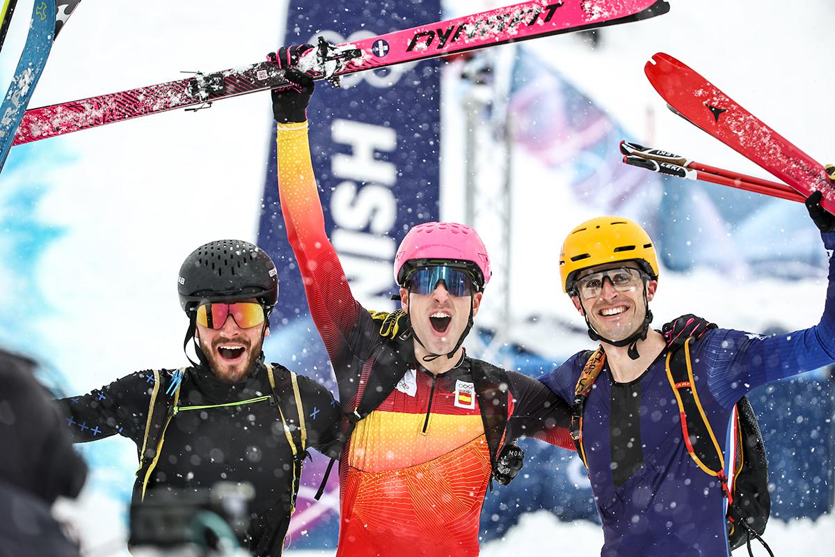 Никита Филиппов (Россия) (серебро), Ориоль Кардона Коль (Испания) (золото) и Тибо Ансельме (Франция) (бронза) (слева направо) после соревнований