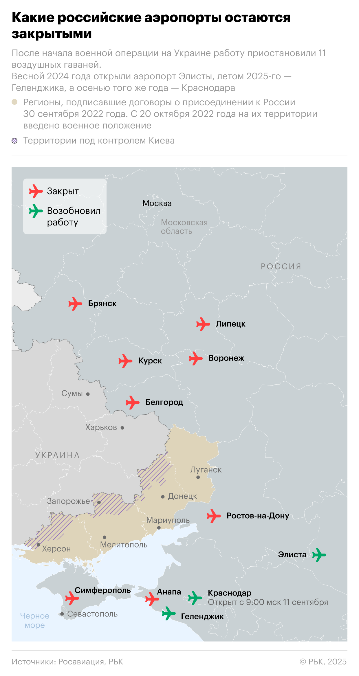 На юге России возобновил работу еще один аэропорт. Карта