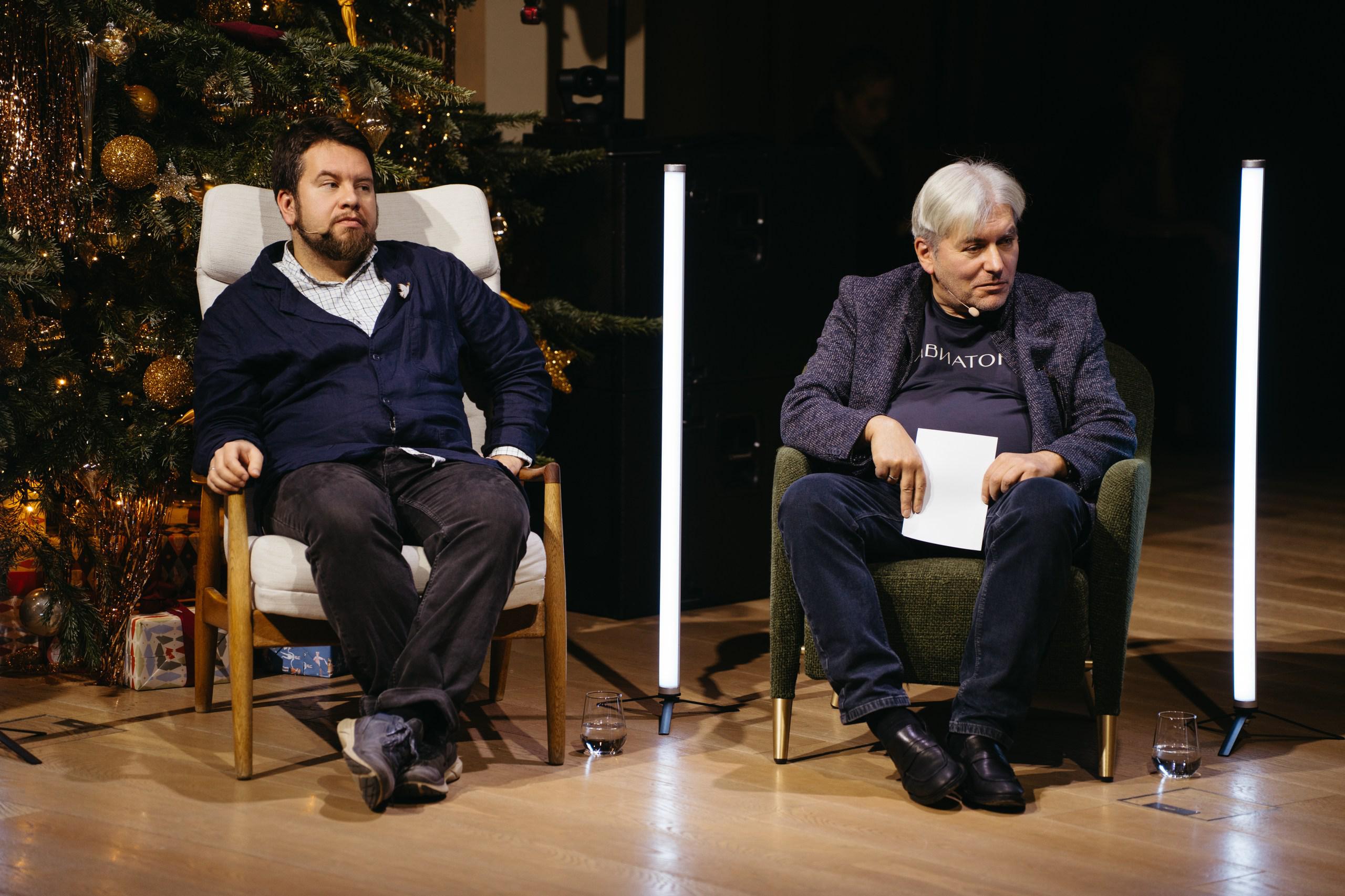 Антон Скулачев и Евгений&nbsp;Водолазкин&nbsp;