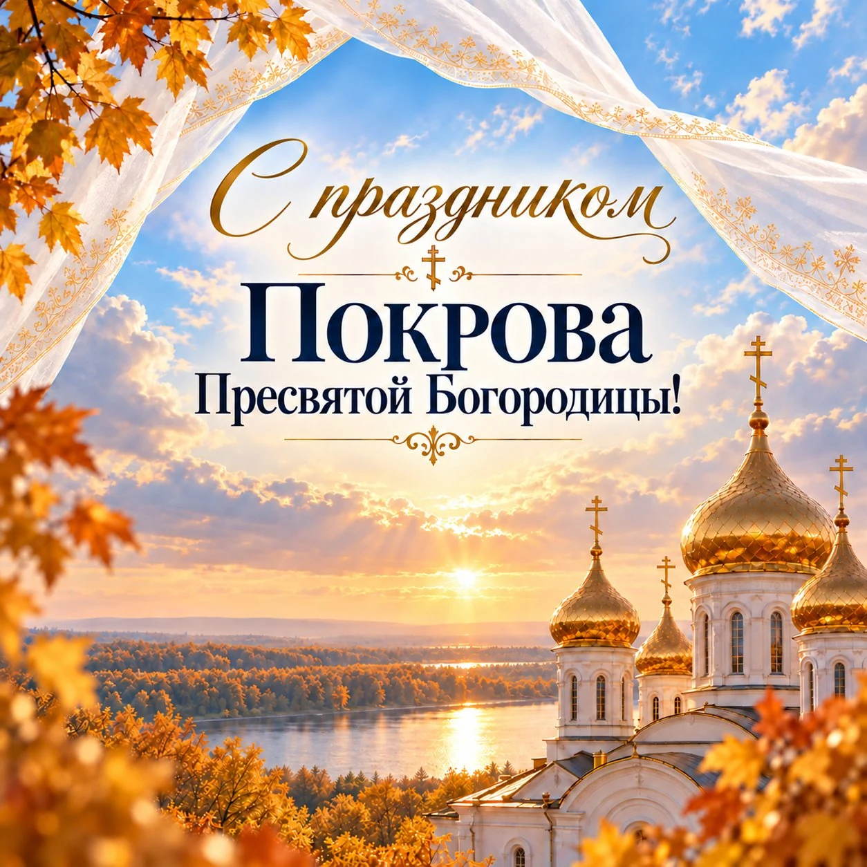 Открытка к празднику Покрова Пресвятой Богородицы