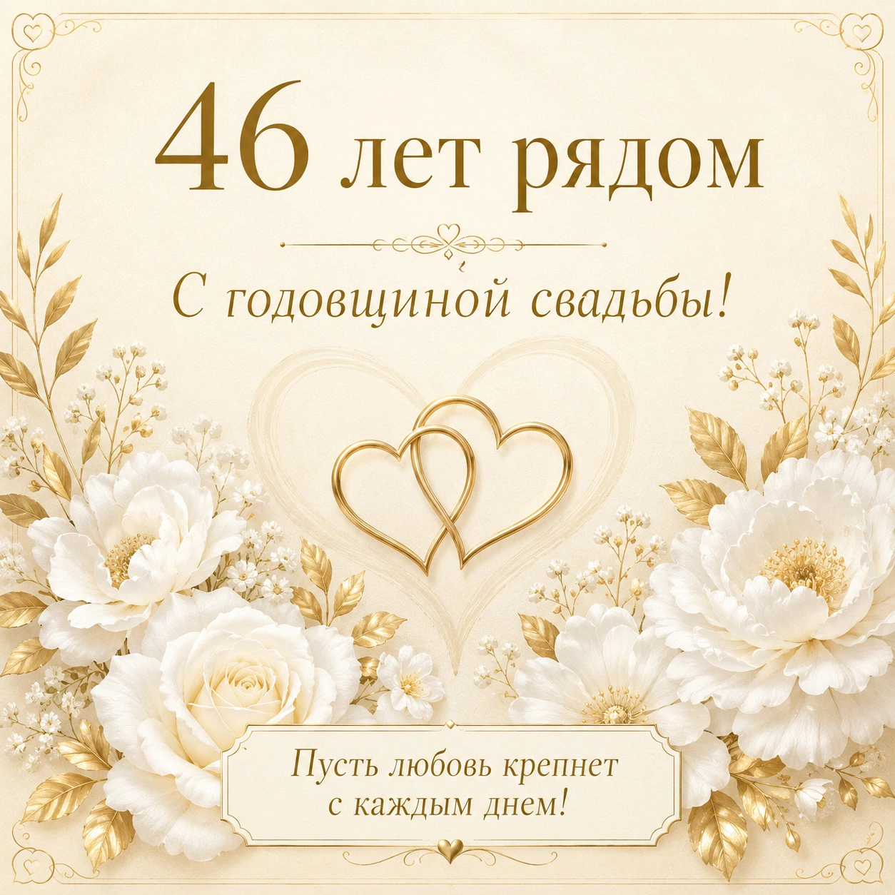 Элегантная открытка с годовщиной свадьбы с надписью «46 лет рядом»