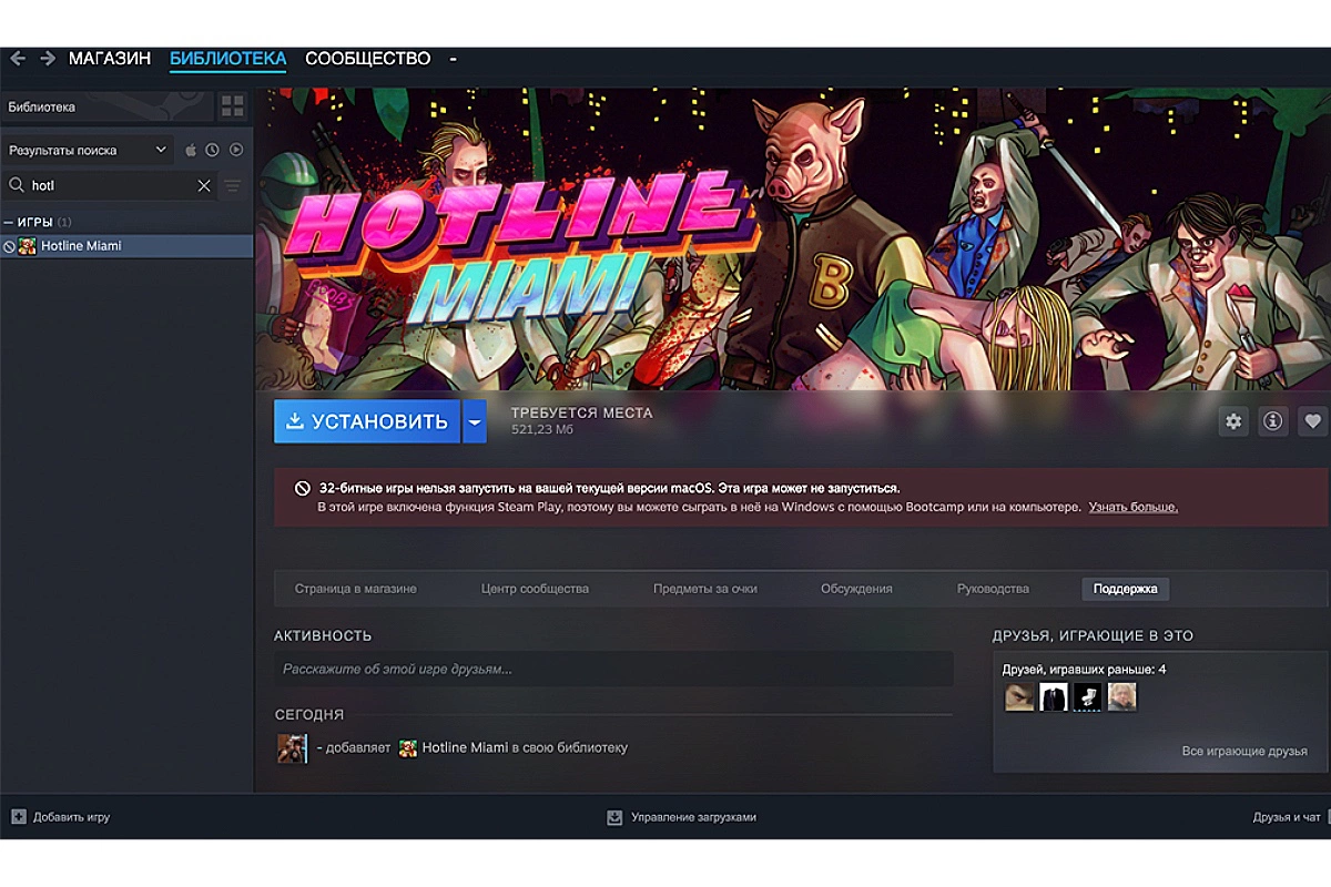 Страница игры в библиотеке Steam