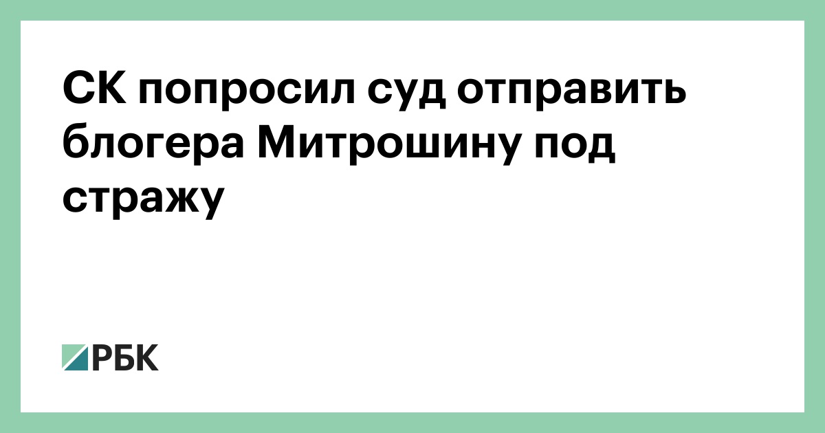 СК попросил суд отправить блогера Митрошину под стражу