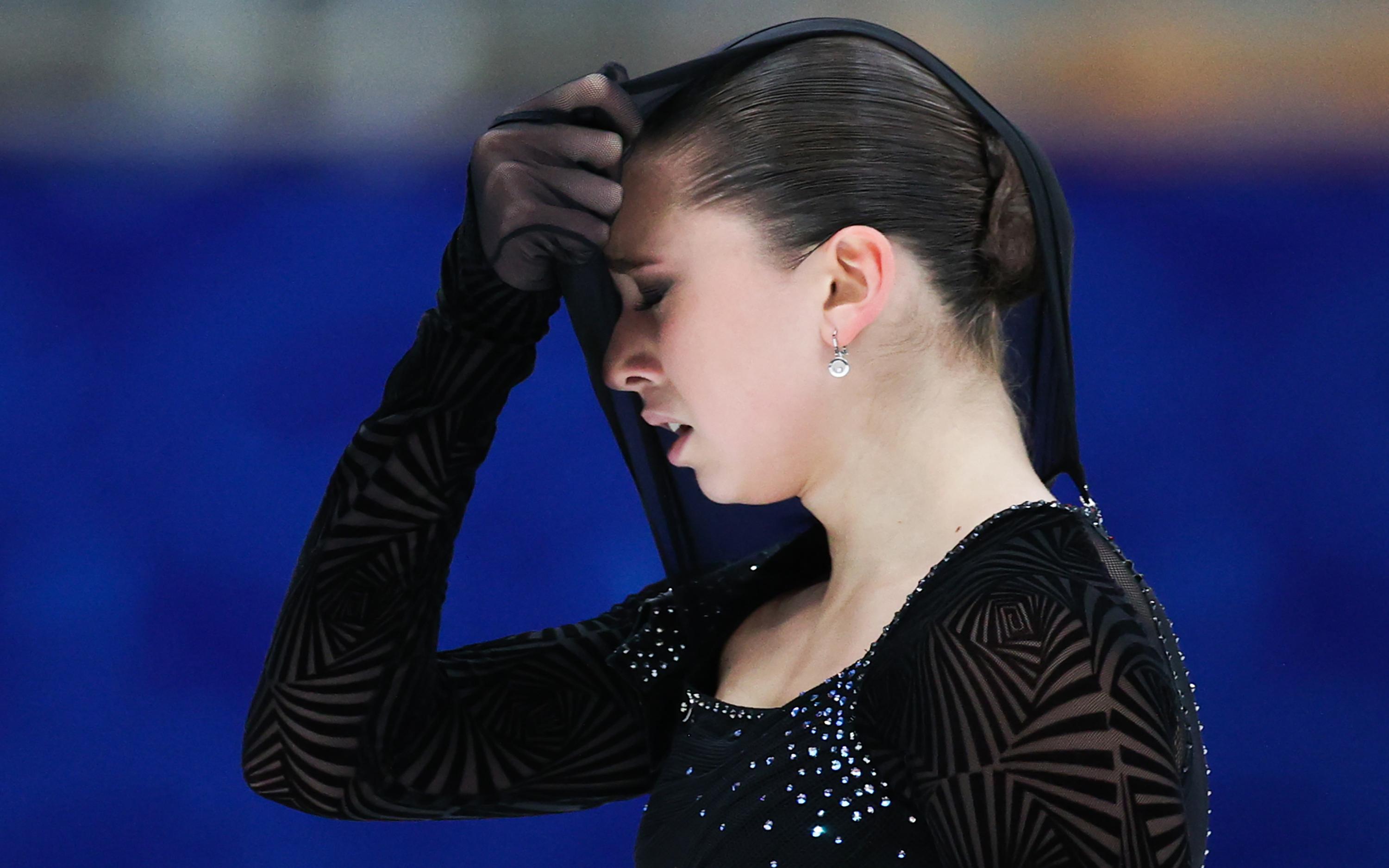 Камила Валиева во время произвольной программы на конртольных прокатах сборной России