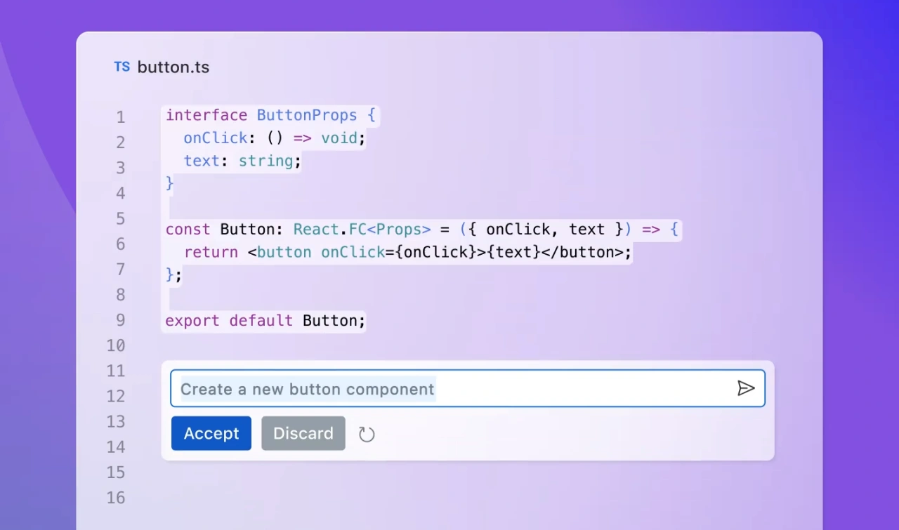 GitHub Copilot создает фрагмент кода по текстовому запросу