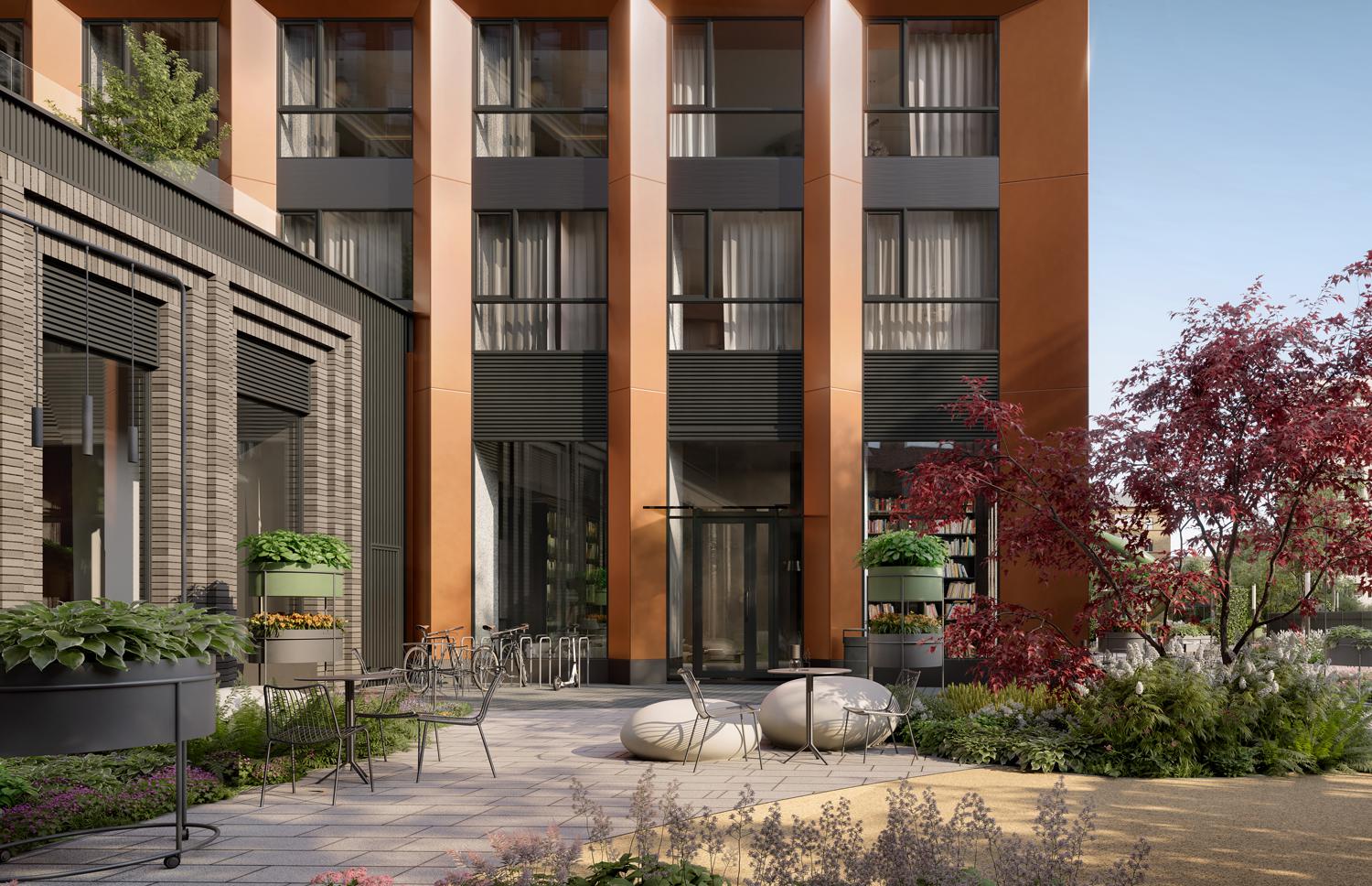 Вход в библиотеку жилого проекта бизнес-класса Rakurs