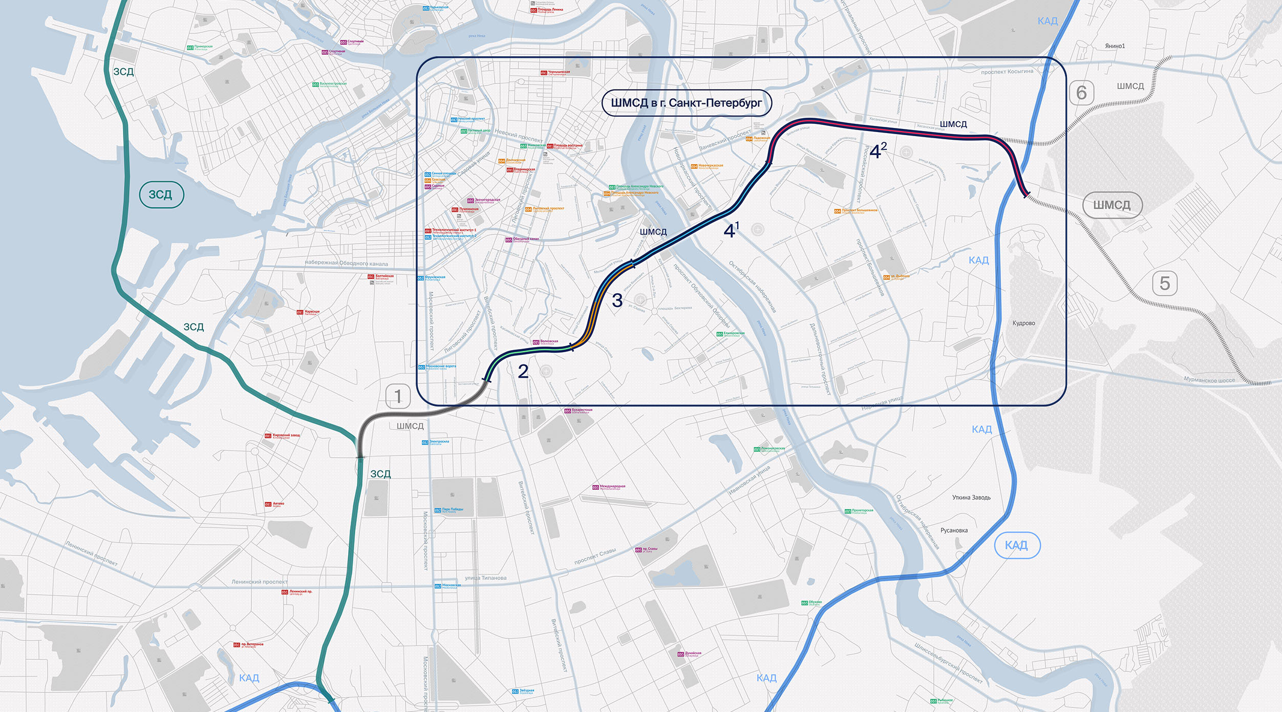 Схема ШМСД на карте Санкт-Петербурга