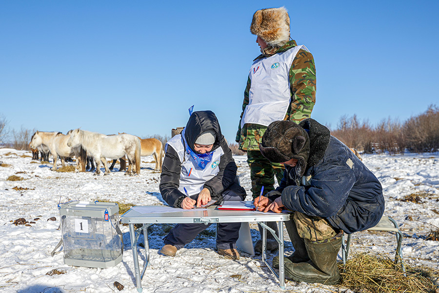 Досрочное голосование в селе Улахан-Ан, Якутия.