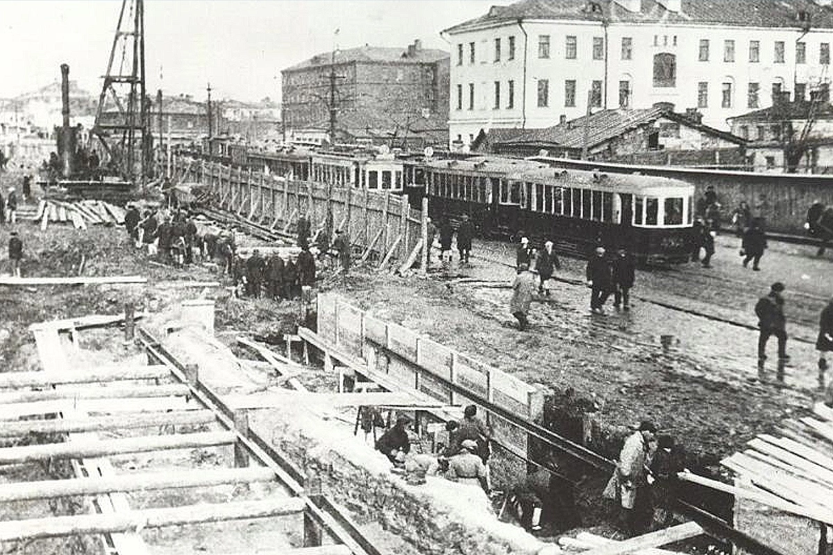 Строительство шахты метрополитена в Москве, 1933 год