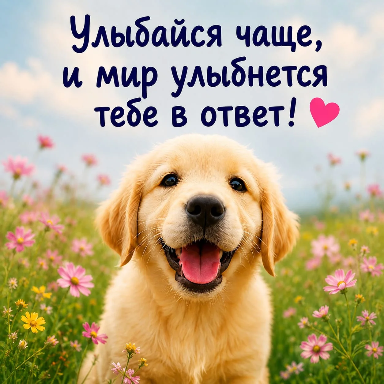Милая открытка для поднятия настроения со щенком