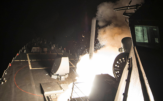 Пуск крылатых ракет &laquo;Томагавк&raquo; с Эсминца USS Ross (DDG 71) в Средиземном море.&nbsp;7.04.2017
&nbsp;