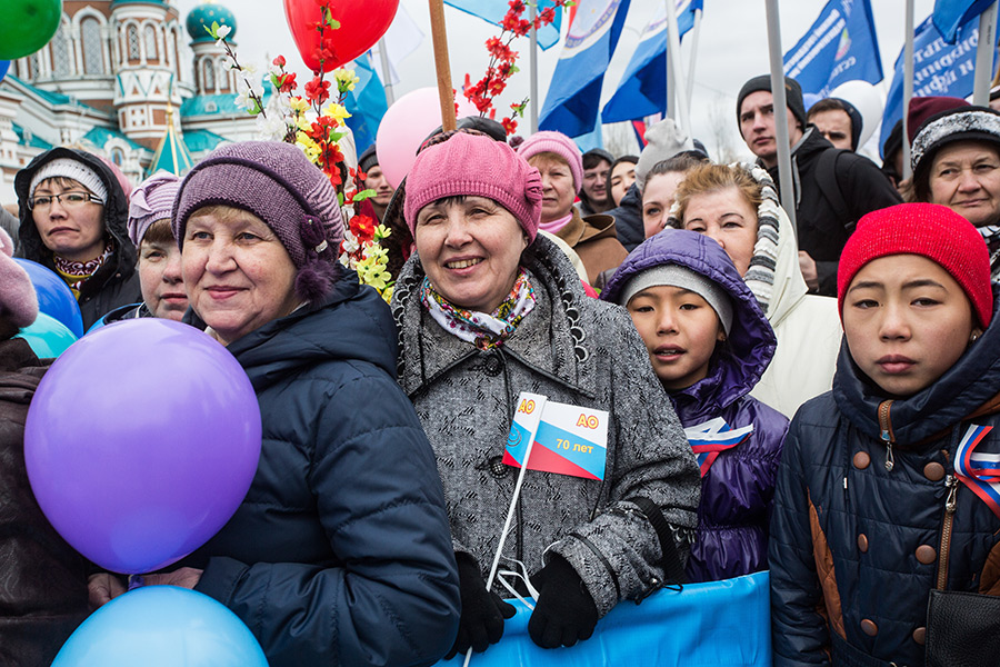 Также профсоюзное шествие прошло в Омске