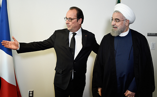 Президент Франции Франсуа Олланд (слева) и президент Ирана&nbsp;Хасан&nbsp;Рухани. Архивное фото&nbsp;