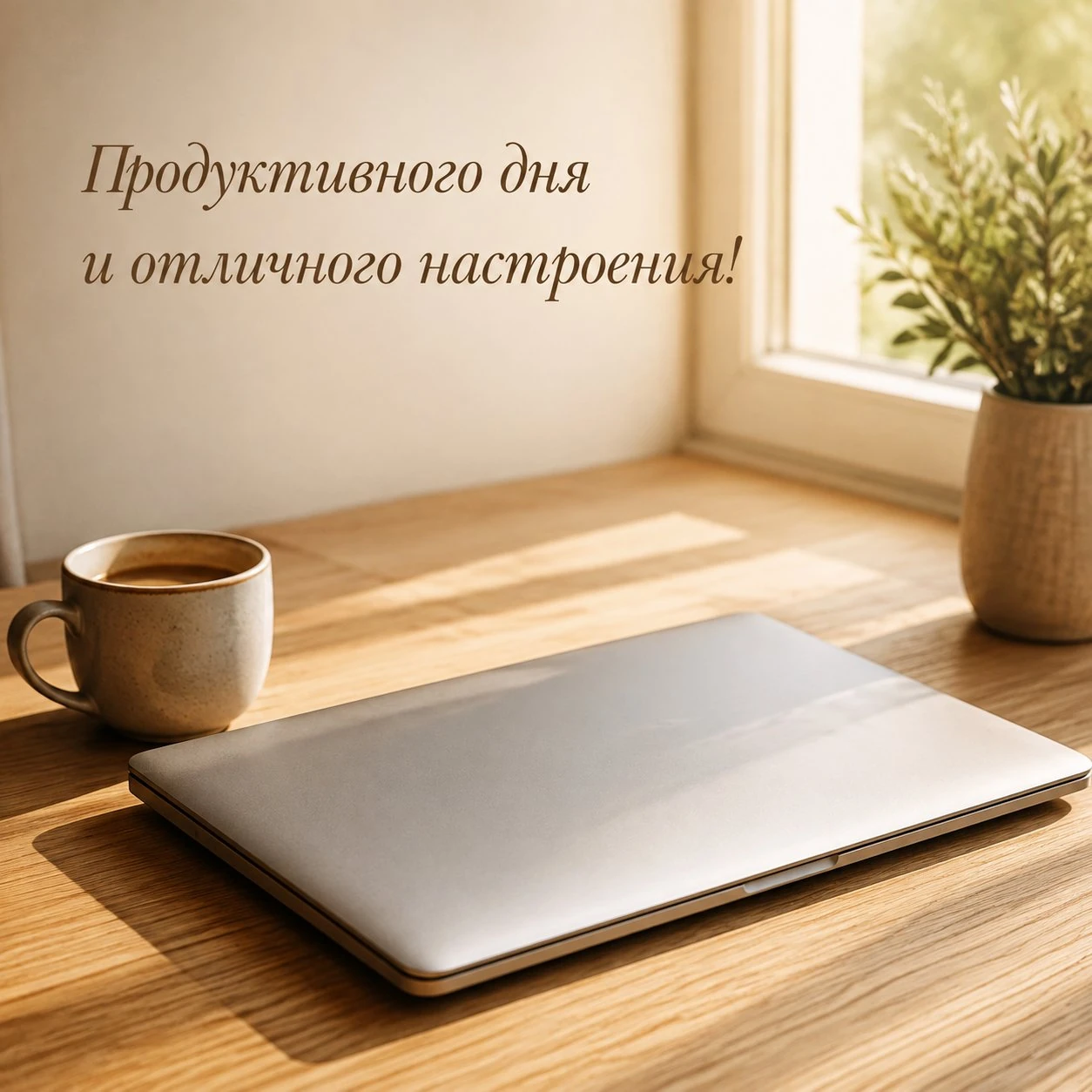 Открытка с пожеланием продуктивного дня и отличного настроения