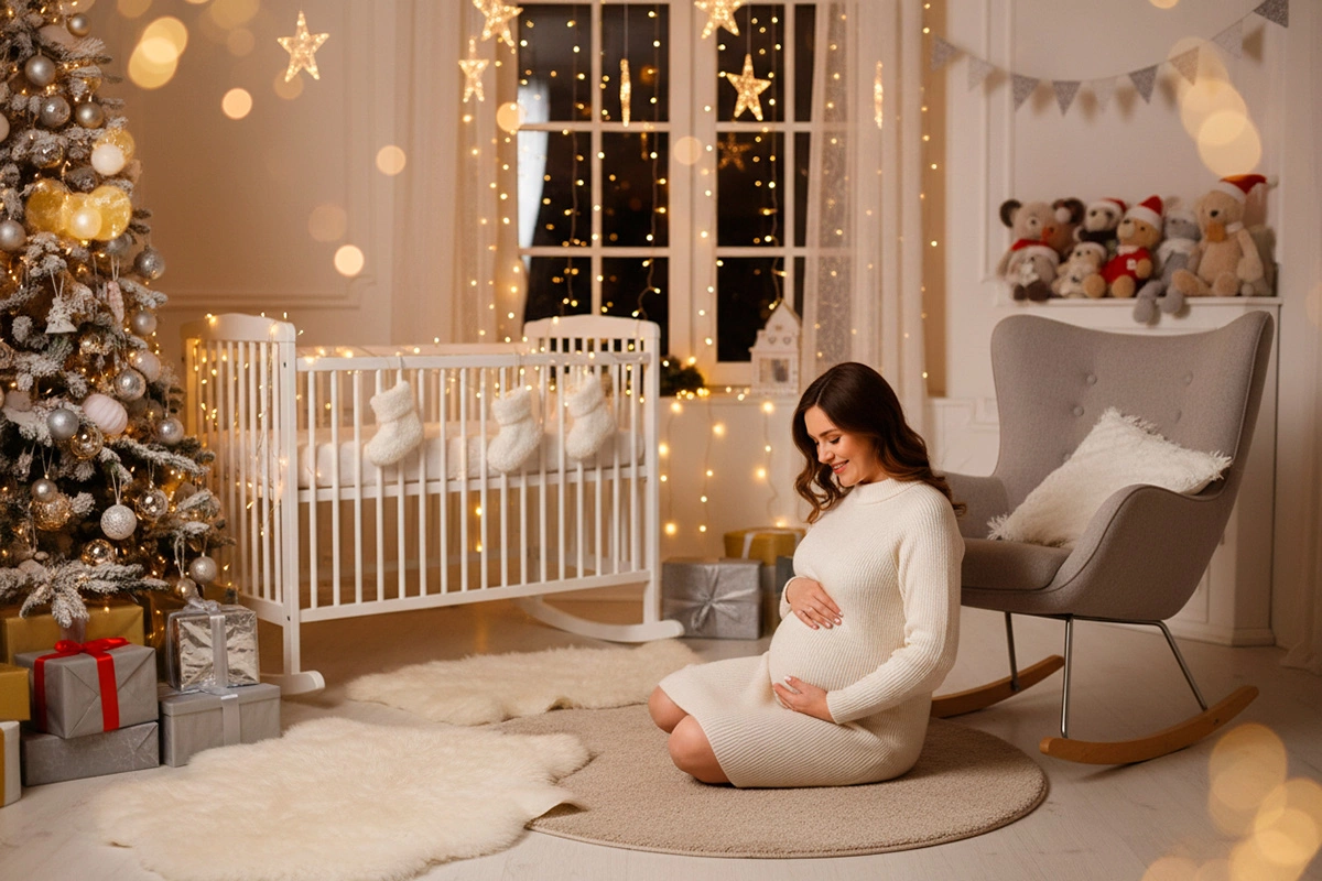 Снимки дома максимально передадут двойную атмосферу волшебства — Нового года и ожидания ребенка