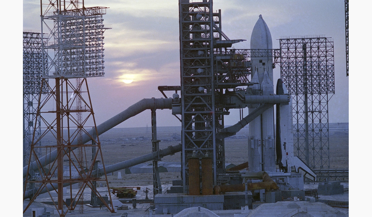 <p>Универсальная ракетно-космическая транспортная система &laquo;Энергия&raquo; с кораблем многоразового использования &laquo;Буран&raquo; на стартовой площадке космодрома Байконур</p>