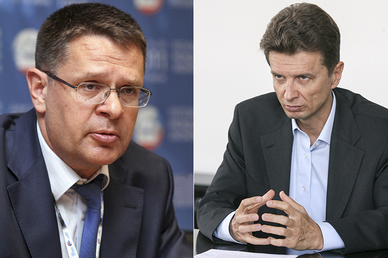 Первый генеральный директор Е4 Петр Безукладников (справа) руководил компанией три года. Нынешний президент Группы Е4 Андрей Малышев (слева) возглавил компанию в сентябре 2012 года 