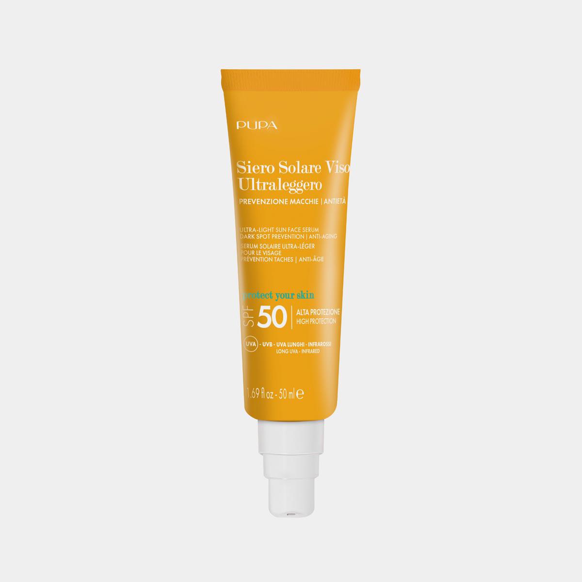 Ультралегкая солнцезащитная сыворотка для лица с ниацинамидом 4% Ultra-Light Sun Face Serum SPF 50, Pupa Milano, 2218 руб. («Рив Гош»)