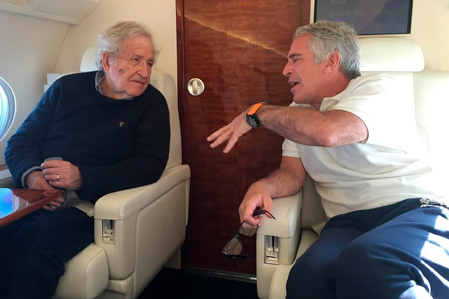 Эпштейн с лингвистом и философом Ноамом Хомским

В середине ноября комитет палаты представителей США опубликовал машинописное письмо, подписанное Хомским и рассказывающее о его взаимодействии с Эпштейном. &laquo;Я познакомился с Джеффри Эпштейном полдюжины лет назад. С тех пор мы поддерживаем регулярные контакты, проводя долгие и часто углубленные дискуссии по очень широкому кругу тем, включая наши собственные специальности и профессиональную деятельность, а также множество других, в которых у нас есть общие интересы. Для меня это был самый ценный опыт... я многое узнал от него о тонкостях глобальной финансовой системы, о сложных технических вопросах, возникающих в зачастую загадочном мире финансов, и о конкретных случаях, которые меня особенно интересуют, таких как финансовая ситуация в Саудовской Аравии... Джеффри неизменно оказывается высоконадежным источником, обладающим глубокими знаниями и способным провести проницательный анализ, которые обычно выходят далеко за рамки того, что я могу найти в деловой прессе и профессиональных журналах&raquo;,&nbsp;&mdash; написано в опубликованном документе.